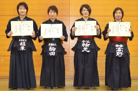 優勝 髙野　菜央（守谷高校）・準優勝　柿元　冴月（守谷高校）第３位　駒田　奈都（岩瀬日大高校）・第４位　稲葉　琉華（岩瀬日大高校）